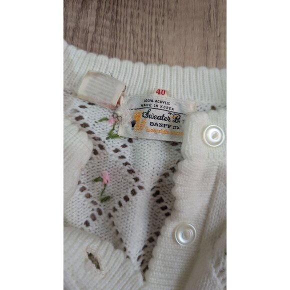 Vintage Sweater be  Banff 100% Acrylic Cardigan With Floral Design size M? Read - Picture 9 of 12